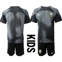Camiseta Brasil Portero Primera Equipación para niños Mundial 2022 manga corta (+ pantalones cortos)